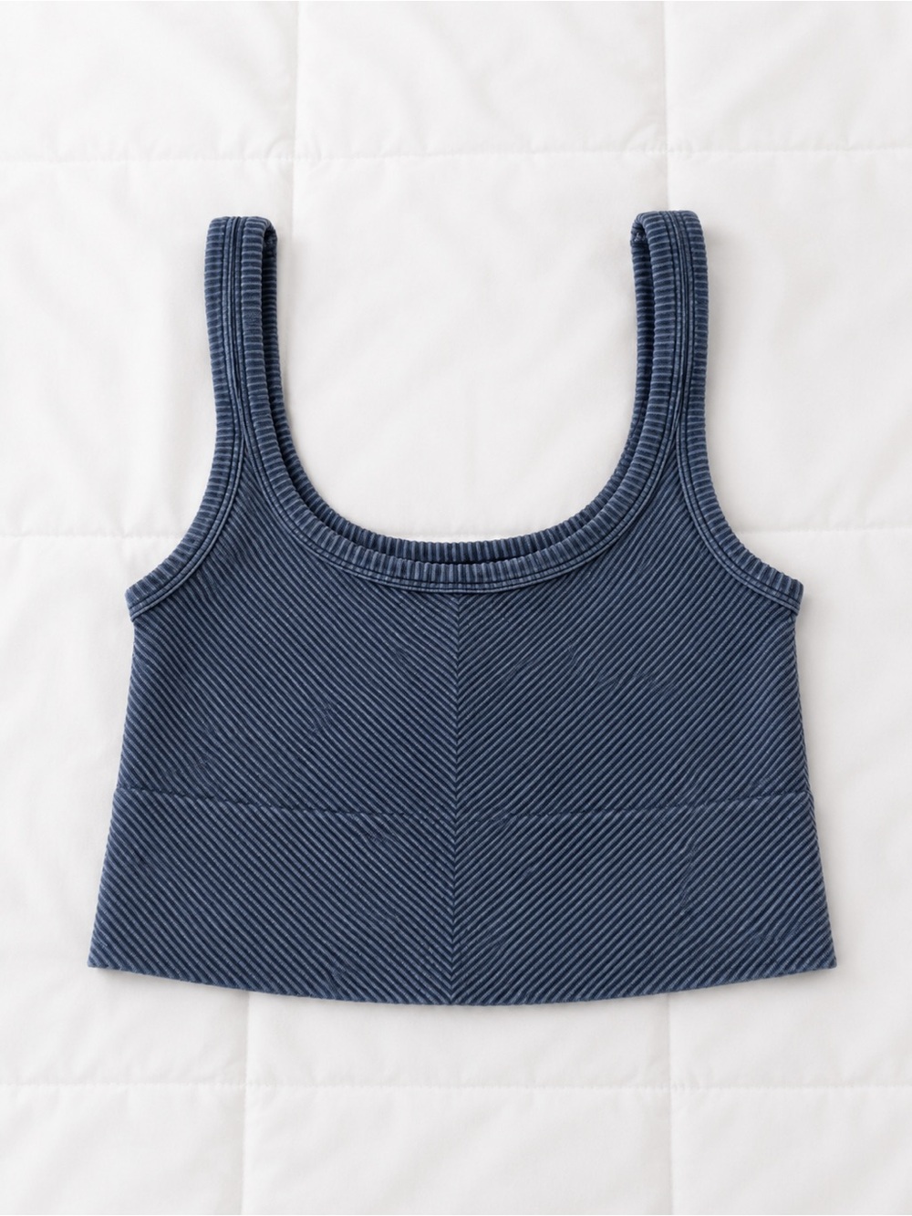 Nikibiki Ribbed Scoop Neck Tank Top in Denim Blue